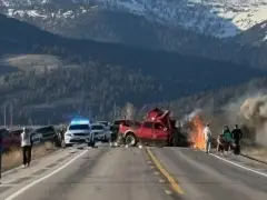 7 people are dead after a pickup and tour van collided near Yellowstone, police say